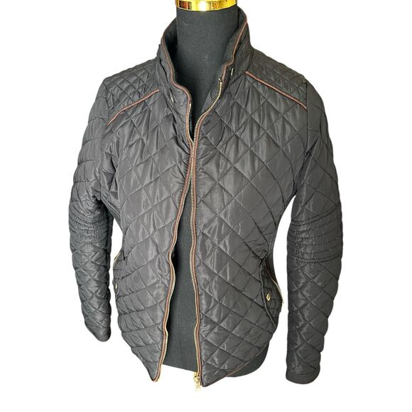 Lovetree Women’s Black and Brown Quilted Jacket Size Large - Picture 1 of 5